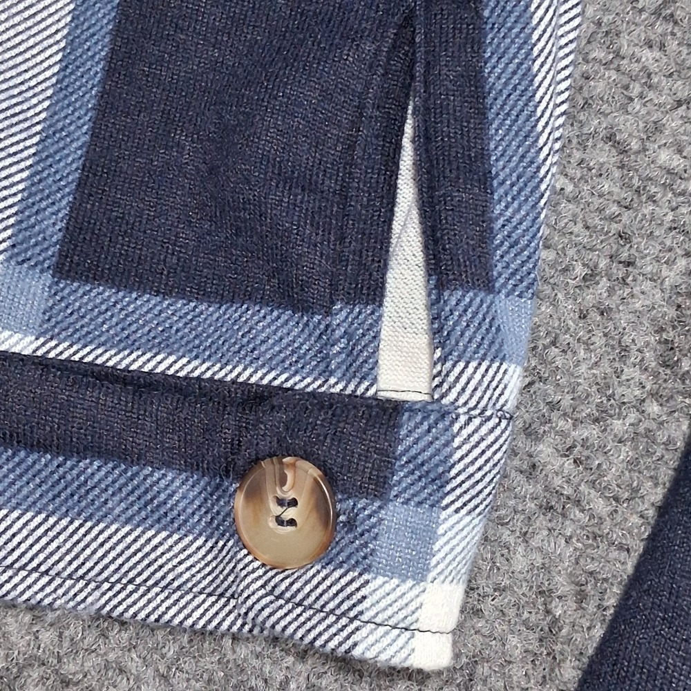 Eden & Olivia Blue Plaid Cropped Shacket Button Front Jacket Womens Large - Picture 8 of 12